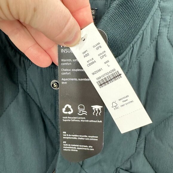 J. Crew Men's Size Large Dark Green Quilted flight jacket with PrimaLoft® NWT - Picture 7 of 8